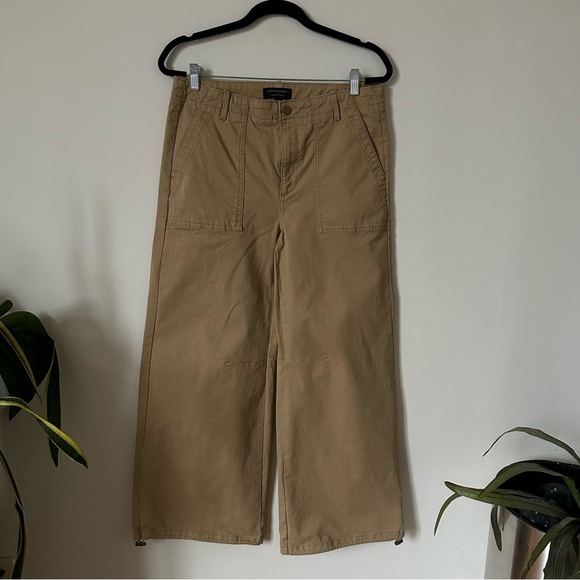 Banana Republic Authentic Chino Wide Leg Parachute Pants In Khaki Size 8 - Picture 2 of 8